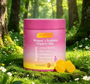 Her Juicy pH Support Feminine Probiotic Chews All-in-One Slippery Elm, Prebiotics & Lactobacillus Complex Relieve Intimate Dry Discomfort, Tropical Pineapple 60 Counts
