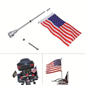 Motorcycle Flagpole Mount with 1 U.S. Flag — 6.69" x 10.63" High-Quality Double-Sided American Flag; Suitable for Tubular Luggage Racks on Motorcycles and Electric Bikes