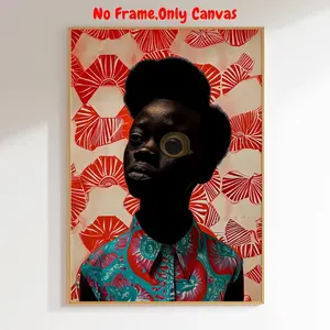 African Woman Pattern Abstract Face Design Unframed Painting, Modern Canvas Wall Art, Wall Decor for Home Living Room Bedroom Study Room, Home Decor, Ornaments