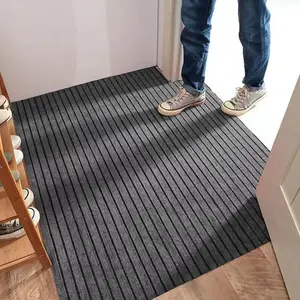 Large Thin Door Mat, Indoor Anti-Slip and Oilproof Kitchen Area Rug, Non Slip Rug, Low Pile Rugs, Striped Hallway Floor Mat, Mall Outdoor Entrance Doormat