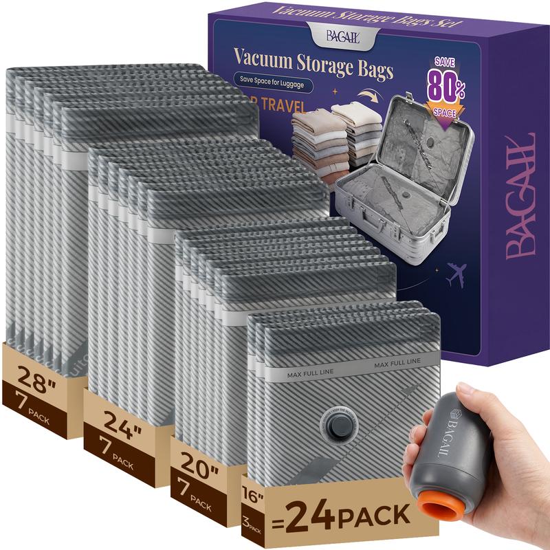Bagail Travel Vacuum Seal Storage Bagswith Rechargeable Wireless Pump,Portable Space Saver Organizer for Luggage