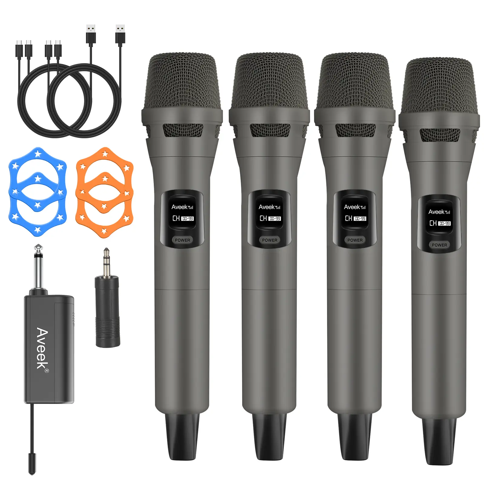Aveek 4 Packs Wireless Microphone System, Plug & Play Karaoke Microphone Set for Singing, Parties, Church, Weddings, Events, Compatible with Speaker & Amplifier summerwins