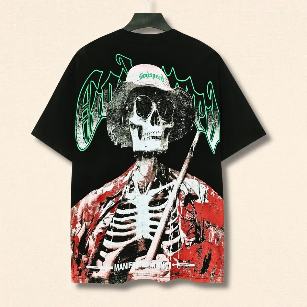 Godspeed Skeleton Graphic Shirt, Vintage Rock Unisex Tee, Oversized Punk Streetwear Shirt, Washed Black Grunge Top, Sweat shirt