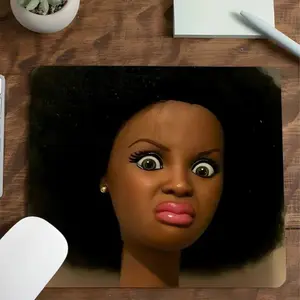 Funny Side Eye Doll Mouse Pad Meme Aesthetic Office Desk Decor Vibe