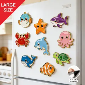 9PCS Cute Ocean Animal Refrigerator Magnets, Large Cartoon Magnetic Decorations for Kitchen Home Office Whiteboard and Locker, Fun Holiday and Room Decor Accessories