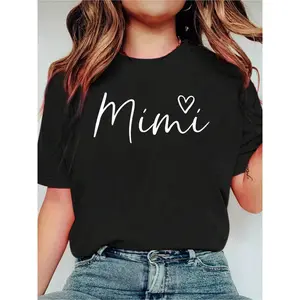 Mimi Gifts For Women Grandma Heart Mother's Day Mimi T-Shirt Print Crew Neck Casual T-Shirt Short Sleeve Sports Top. Smart CasualStreet Style Women's Clothing graphic tees women crop tops summer outfits for women summer tops T-Shirt