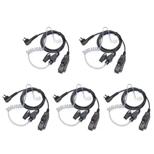 Two-Way Radio Earpiece  with PTT, Walkie Talkie Headset with Swivel Boom Microphone,Acoustic Coil Tube Headset Compatible with Motorola 2 Way Radio CLS1110 RDM2070d CP200 CP200d CLS1410  CLS1450 Radio for Police Security and Law Enforcement Use(5 Pcs)