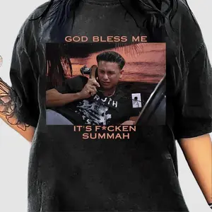 God Bless Me It's F Cken Summah Unisex Tank T-Shirt Funny Summer Tee For Party Lovers Humorous Bach Vibes Graphic Tee Relaxed Fit T-Shirt