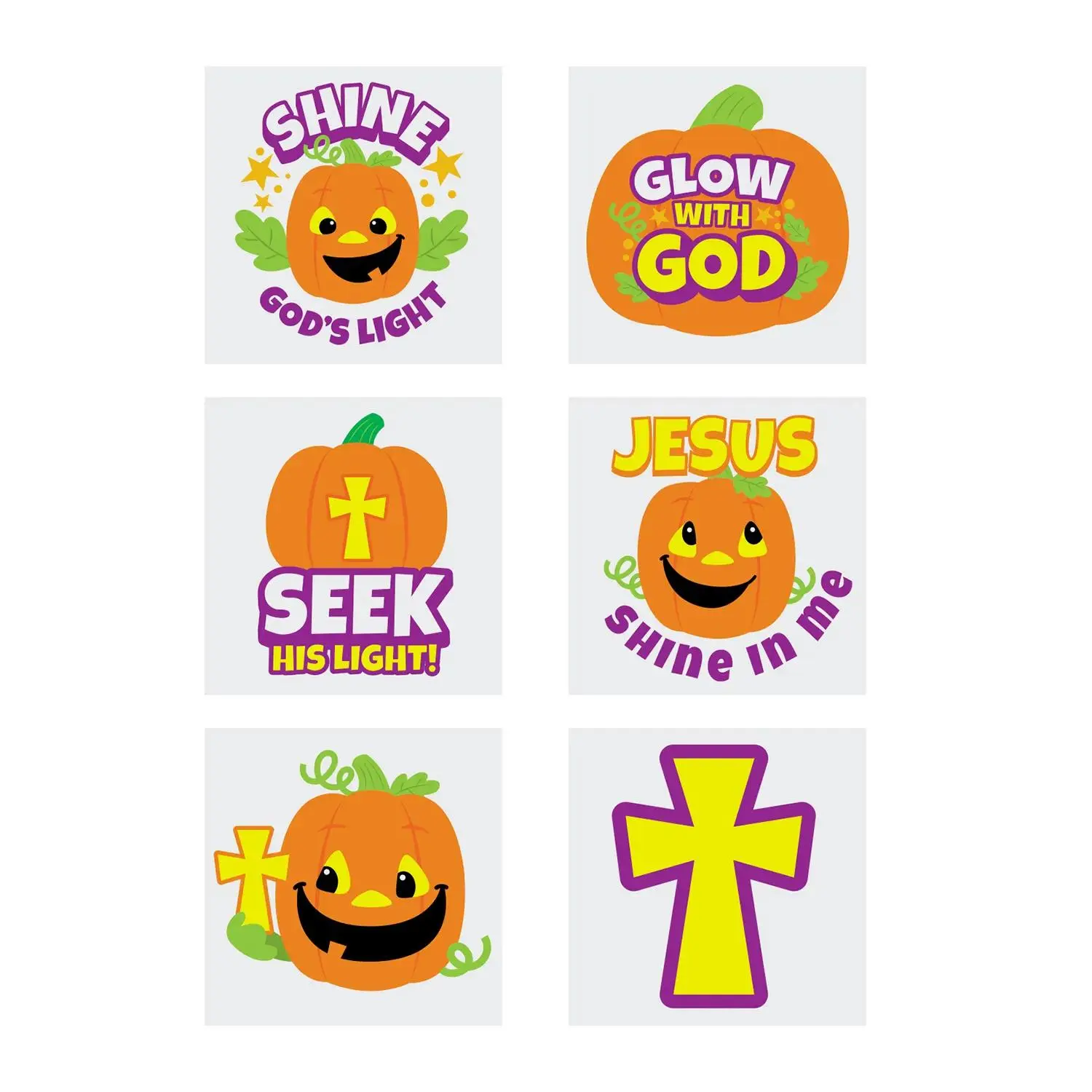 1 1/2" Bulk 72 Pc. Christian Pumpkin Paper Temporary Tattoos