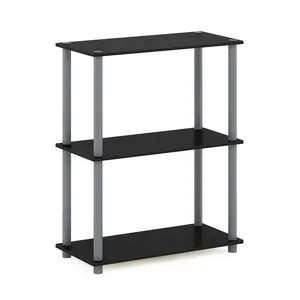 TURN-N-TUBE Storage Shelves, 3-Tier Book Shelf, Corner Shelf, Toolless Open Shelves, for Organization and Storage, Living Room, Garage, Home Office, Black