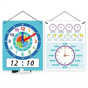 Dry Erase Teaching Clock, 1 Set Colorful Educational Time Learning Tool for Youngsters, Easy-to-read Analog Display, Ideal for Classroom & Homeschool Supplies, Math Learning Tools