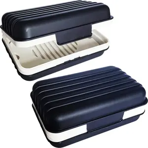 2 Pack Travel Soap Case Soap Dish with Lid Portable Soap Box Container Draining Soap Holder for Traveling, Camping, Shower, Hiking, Gym, Leakproof, Black