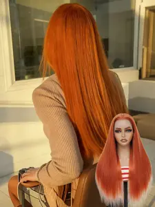 Lehanhair 13X6  Front 26 Inch Long Straight Wig With Baby Hair Pre-Plucked Synthetic Wigs With Natural Hairline Upgraded Process  Softness  Smoothness For Daily New Year Christmas Use