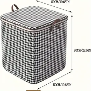 Houndstooth Pattern Clothes Storage Bag, Dustproof Large Capacity Storage Bag, Zipper Travel Storage Bag
