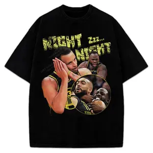 Steph Curry Graphic Tee Night Night Celebration Funny Draymond Green Rudy Gobert Meme Basketball Fan Apparel T-Shirt Crewneck Cotton Menswear Soft TOP PULLOVER