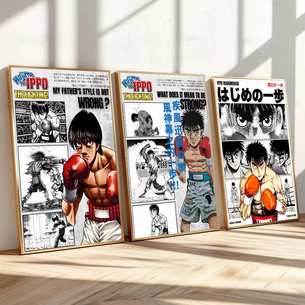 Hajime No Ippo Canvas Wall Art - Motivational Boxing Anime Poster, Ippo Makunouchi Manga Print for Home Gym & Bedroom Decor