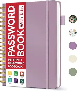 Password Keeper Book with Alphabetical Tabs, Spiral Password Keeper, Internet Password Record Books for Seniors, Password Logbook for Home Office