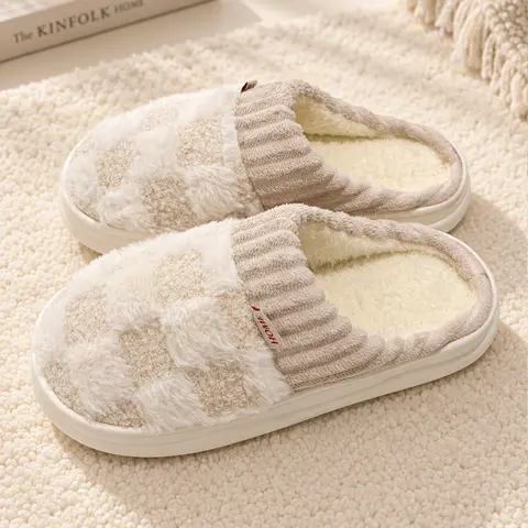 Women's Warm Fuzzy Slippers, Soft Plush House Slippers with Cozy Lining, Cushioned Indoor Home Shoes for Winter