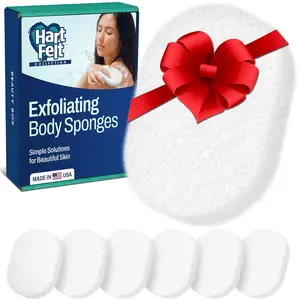 7 Pack Body Exfoliation Beauty Box with Body Wash Scrubber Super Soft Exfoliating Bath Sponges for Shower Women & Men Chemical-Free Bathing Sponge Set for Dead Skin Removal Gift Box