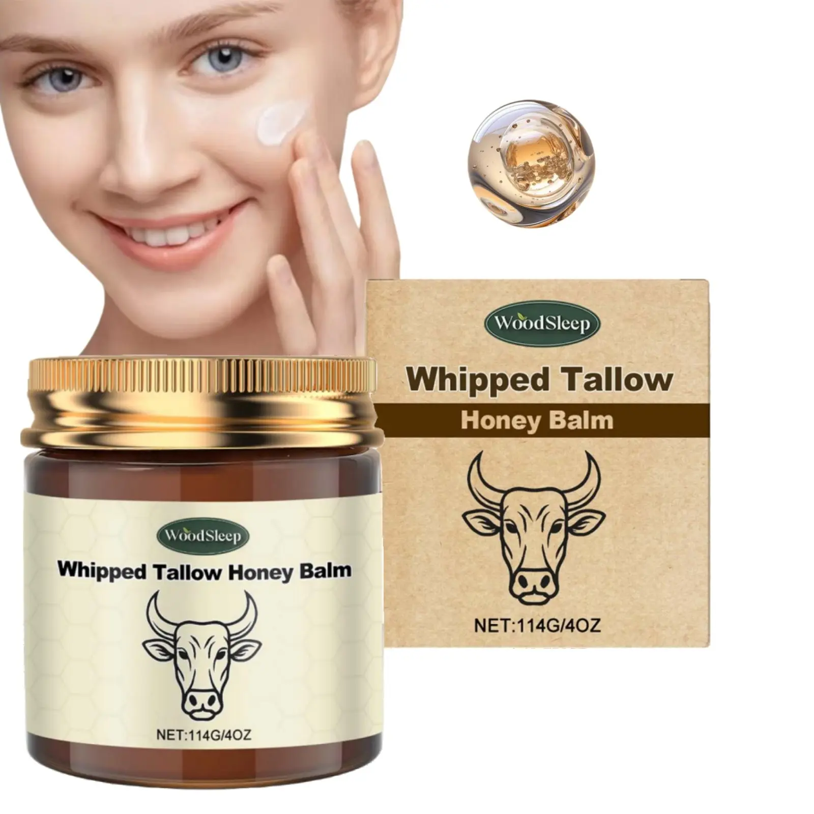 Beef Tallow for Skin, 1 Box/3 Boxes, Tallow and Honey Balm, Tallow Skin Cream, Body Moisturizer, Deep Moisturizing Formula, Moisturizing Anti Dryness, Moisturizing Lightweight, Deeply Moisturizing and Nourishing, Brightening Firming Soothing