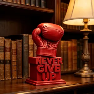 Boxing Gloves Sculpture, Never Give Up Motivational Decor, Sports Inspirational Statue for Gym Office Home, Inspiring Art Piece