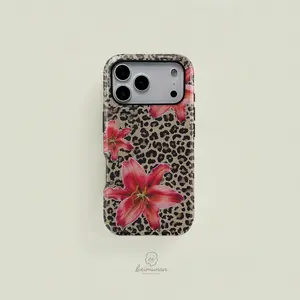 Leopard Floral Fashion Design Phone Case, Durable Shockproof Protective Cover for iPhone 11-17 Pro Max, Samsung Galaxy S25-S23 Ultra Accessories