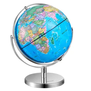 TikTokShopBlackFridayVEVOR Illuminated World Globe with Stand, 13 in/330.2 mm, Educational Earth Globe with Stable Heavy Metal Base HD Printed Map and LED Night Lighting, 720 °   Spinning Globe for Kids Classroom Learning