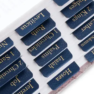 Leather Bible Tabs, Navy Blue Bible Tabs for Men Women, Gold Bible Book Tabs, 66 Tabs for Old and New Testament, Comes with Additional 9 Blank Tabs
