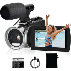 4K 48MP Digital Vlogging Camera for YouTube Compact Camcorder with Microphone Anti-Shake Night Vision 18X Zoom for Travel Family Daily Recording Beginners  Teens Adults