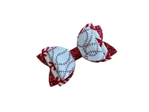 Baseball Glitter Hair Bow on Alligator Clip