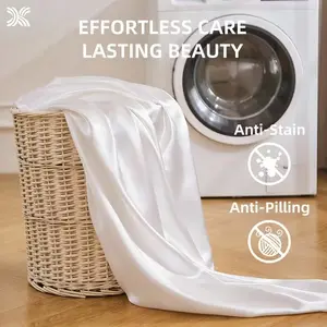 King Satin Sheet Set - 3PCS Ultra Soft & Cooling, Includes Fitted Sheet & 2 Pillowcases, Breathable, Wrinkle-Free & Machine Washable