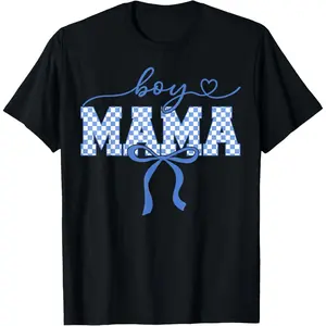 Retro Boy Mama Mother's Day 2026 Checkered Women T-Shirt
