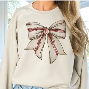 Baseball Sweatshirt Baseball Bow Sweatshirt Girly Baseball Bow Pullover Sweet Baseball Bow Sport Pullover Girly Baseball Bow Sweatshirt