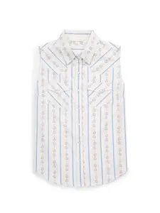 Women's Ely Walker White Horseshoe Wallpaper Floral Print Sleeveless Shirt