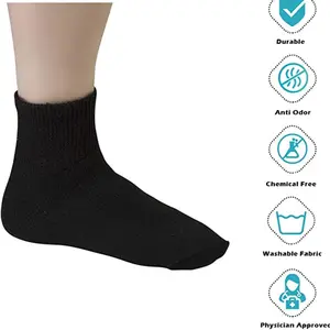 Creswell Men's Diabetic Ankle Socks Made in USA Loose Fit Soft Cotton Blend for Comfort & Moisture Management Top Recommended for Diabetes Foot Health