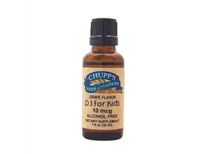 Chupp's Herb Company D3 for Kids 10 mcg Grape Flavor Immune System Modulator Essential Nutrients Vitamin D3 Child-Focused Health Alcohol-Free Supplement