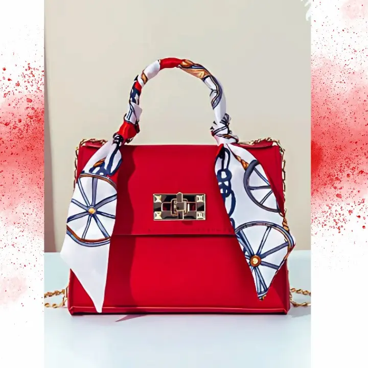 Scarf Chic Bag: Lightweight Mini Square Bag with Random Pattern Scarf Decor