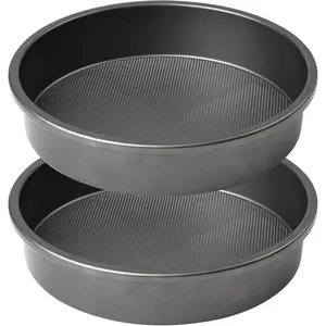 9" Round Cake Pan Set of 2, 0.8mm Thick Heavy Duty Bakeware for Tiered & Layered Cakes, Nonstick Baking Pan with  Texture for Even Heating, Cake Mold