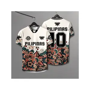 [Printed Design-Not Textured] Philippines National Team Men's Football Jersey Quick-Dry Sports Short Sleeve T-Shirt |   Men's Sportswear