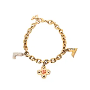 Pre-owned Louis Vuitton Zinc Alloy Small Leather Goods Love Letters Bracelet