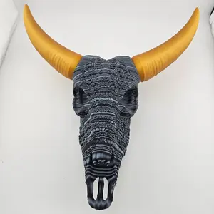 Prospect 3D - Bull Skull Statue Multicolor Unique Design with Skull Features Ideal for Decorative Use Collectible Ornament New from the United States 14x13.5x5.5x4 Inches