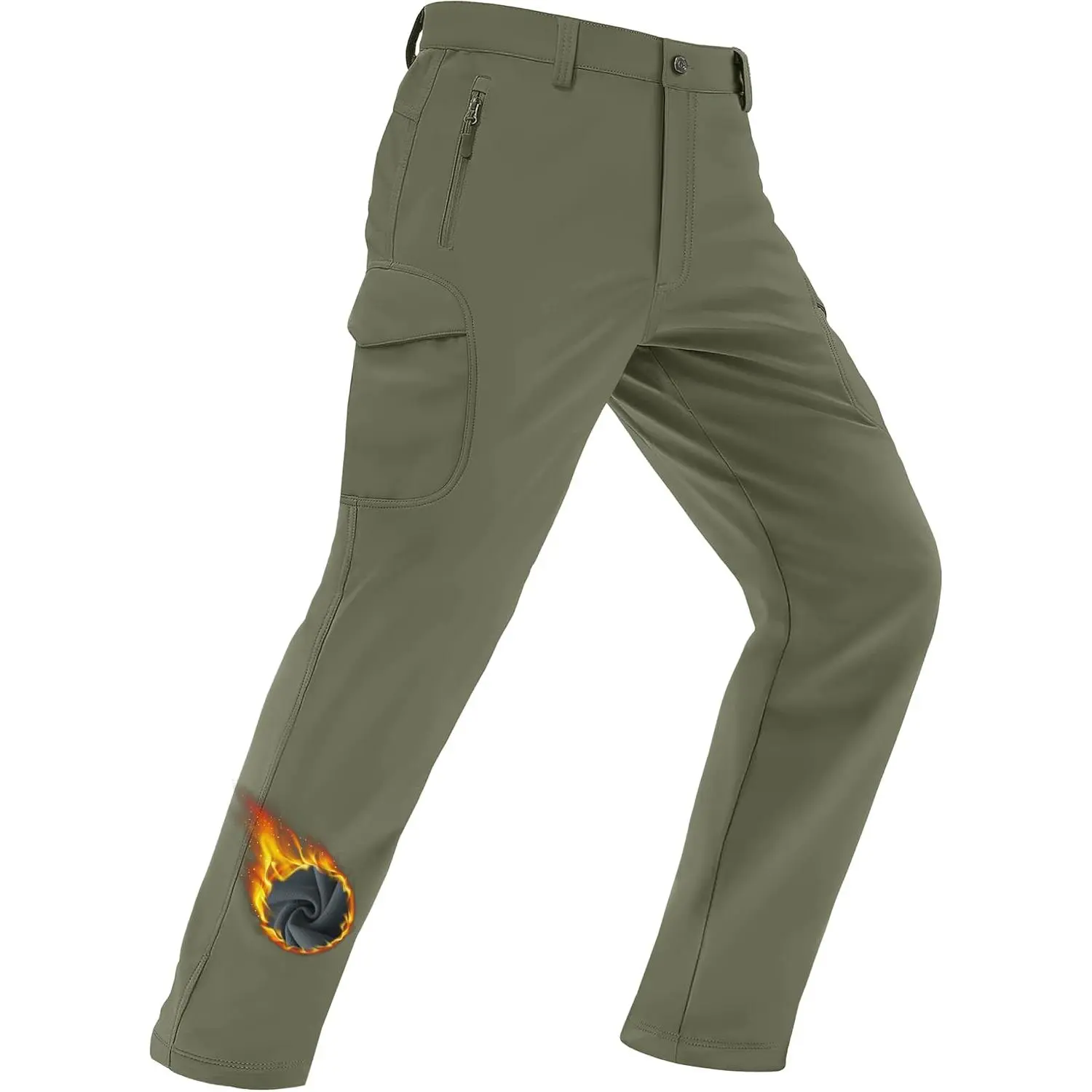 Snow Pants for Men Fleece Lined Softshell Winter Men's Ski Pants | 4 Pockets, Water Resistant, Hiking, Warm lining, Outdoor, Rain, Windproof, Snowpants, Skiing, Snowboard, Camping, Insulated
