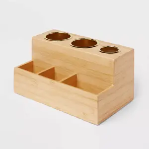 12" x 7" x 6" Bamboo Hair Tools Organizer with 5pc Magnets - Brightroom