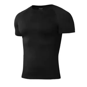Niksa Mens Compression Shirts 1 Pack Short Sleeve Athletic Quick-Drying Workout T Shirts Base Layer Undershirt Black High Performance 4-Way Stretch Moisture Wicking Fabric