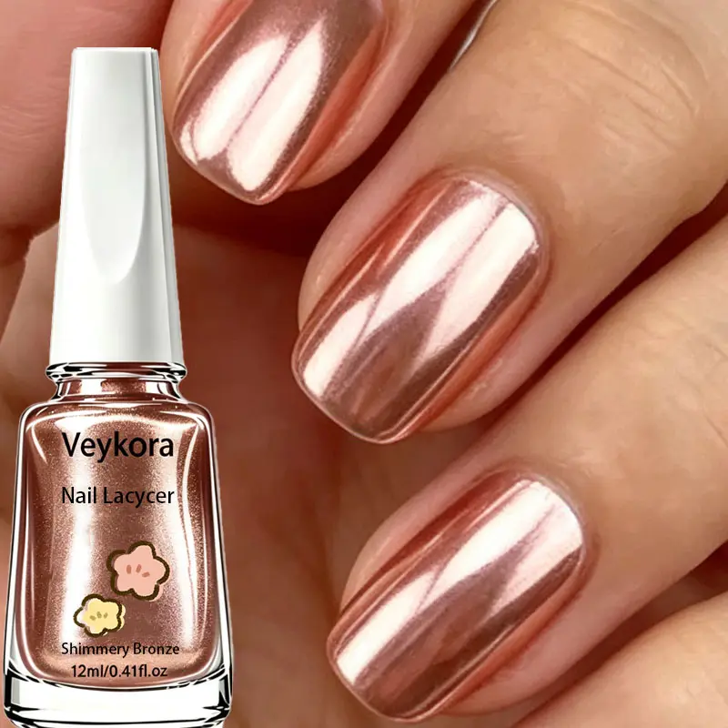Warm Shimmery Bronze Chrome Nail Polish, Luxe Mirror-Like Metallic Finish, Long-Lasting Anti-Peeling Formula, Earthy Glam Tone for Fall Looks, Date & Night-Out Occasions