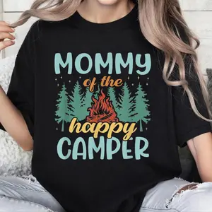 100% Cotton Mommy of The Happy Camper First Birthday Camping T-Shirt