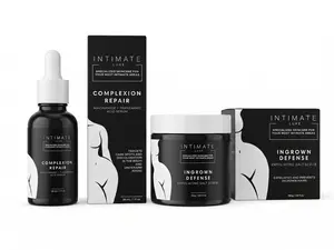 Intimate Luxe Brightening Care Bundle | Complexion Repair Serum + Ingrown Defense Scrub | Dark Spot, Uneven Tone & Ingrown Hair Care for Bikini Line & Underarms