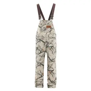 NewAmerican retro branch and leaf camouflage overalls for men and women, loose wide-leg straight casual one-piece overalls Cotton Menswear Pocket Fitted Knitted Mid Stylish Pants