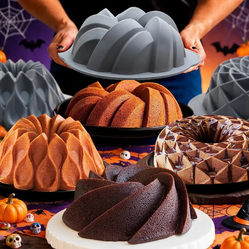 Halloween 21‑Piece Reusable Round Silicone Fluted Baking Mold, Heat‑Resistant Non‑Stick Mold for Halloween Mousse, Chocolate Custard, Brownies, Bread, Flan, Meatloaf, Jelly, Halloween Party Special Occasions
