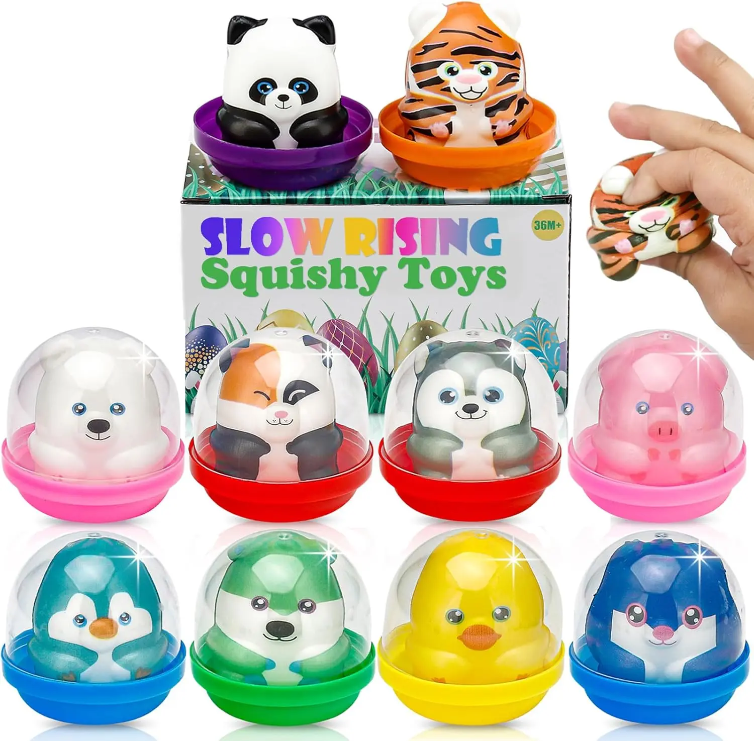 10 Slow-Rising Animal Squishy Capsule Toys, PVC-Free BPA-Free Unisex Classic Novelty Toys for Birthday Gifts, Party Favors, Claw Machines